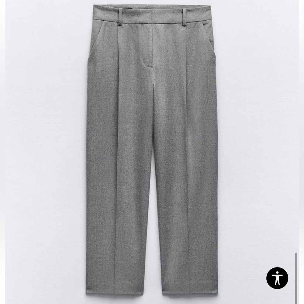 Zara Straight-Leg Dress Pants in Light Gray